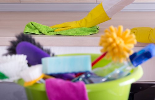 Commercial cleaning service in a retail store interior