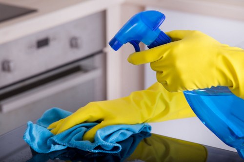 Kitchen surfaces being thoroughly deep cleaned