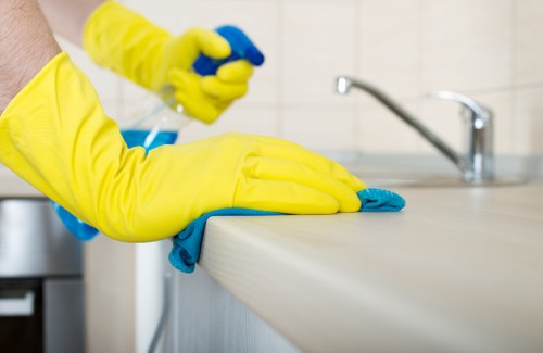 High-traffic area being cleaned for better hygiene