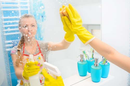 Clean and sanitized healthcare facility corridor